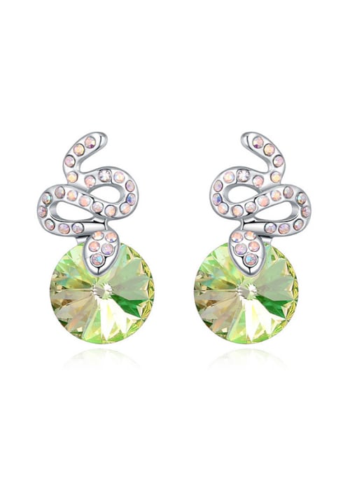 green Fashion Cubic austrian Crystals Little Snake Stud Earrings