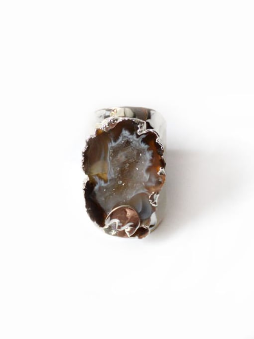 Tess Personalized Natural Agate Stone Gold Plated Ring 1