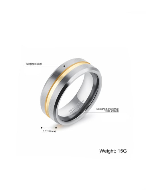 Open Sky Tungsten With Gold Plated Simplistic Geometric Rings 2