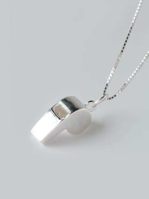 Rosh S925 Silver Fshion Personality Whistle Shape Necklace 2