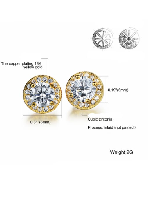 Open Sky Copper With White Gold Plated Simplistic Round Stud Earrings 2
