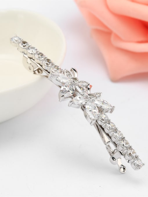 Wei Jia Fashion Marquise zircon-studded Leaf Copper Hairpin 2