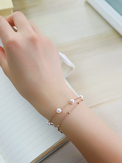 Open Sky Stainless Steel With Rose Gold Plated Cute Round Bracelets 1
