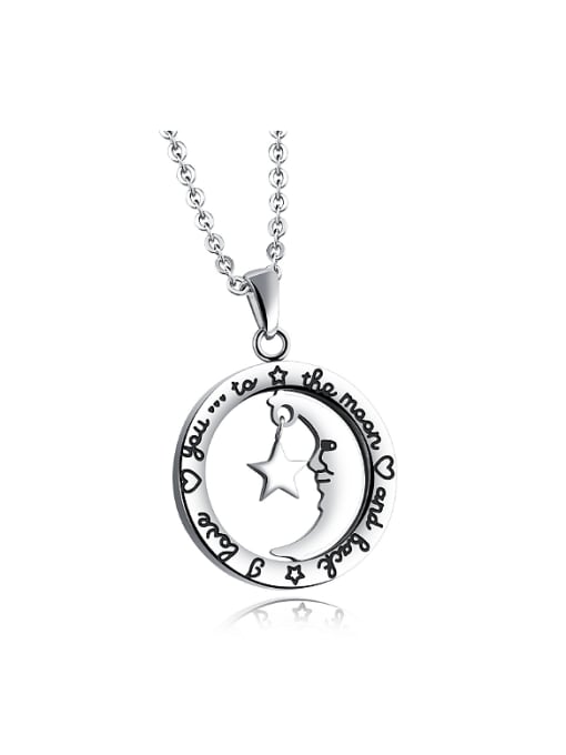 Open Sky Fashion Moon Round Titanium Necklace 0