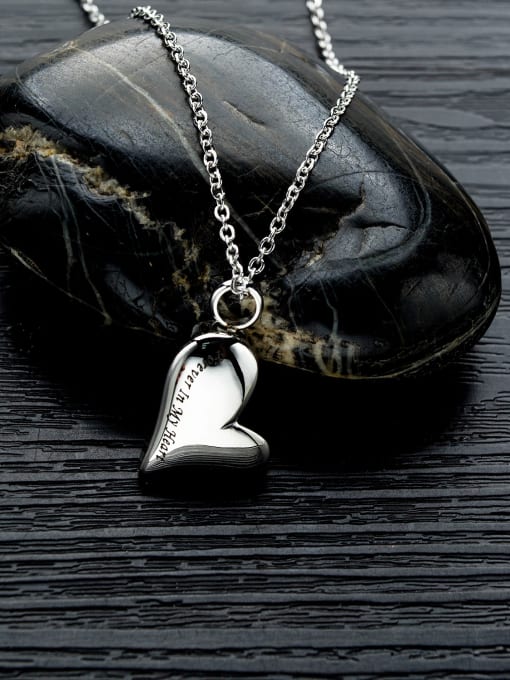 Open Sky Titanium With White Gold Plated Personality Heart Necklaces 1