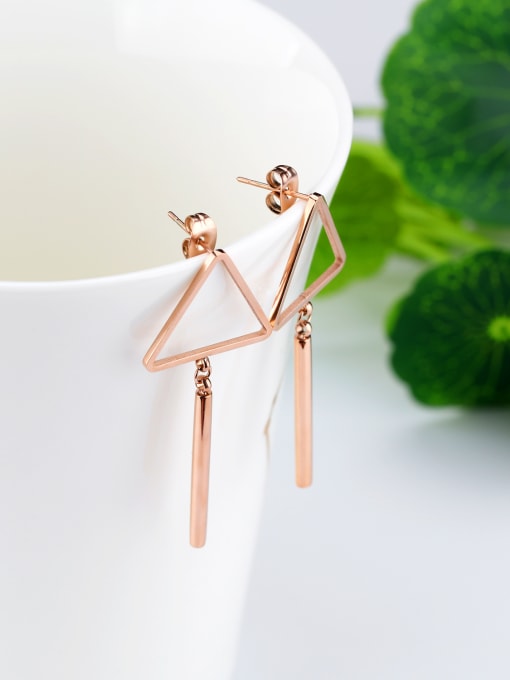 Open Sky Simple Hollow Triangle Rose Gold Plated Titanium Stud Earrings 1