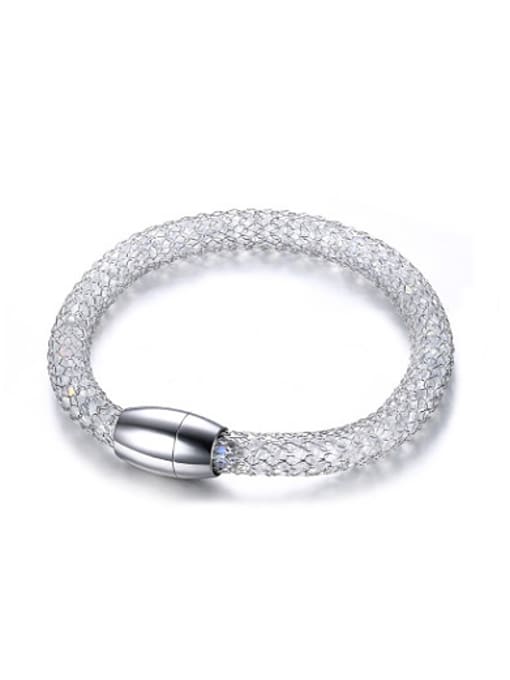 CONG Trendy Net Shaped Stainless Steel Crystal Bracelet 0