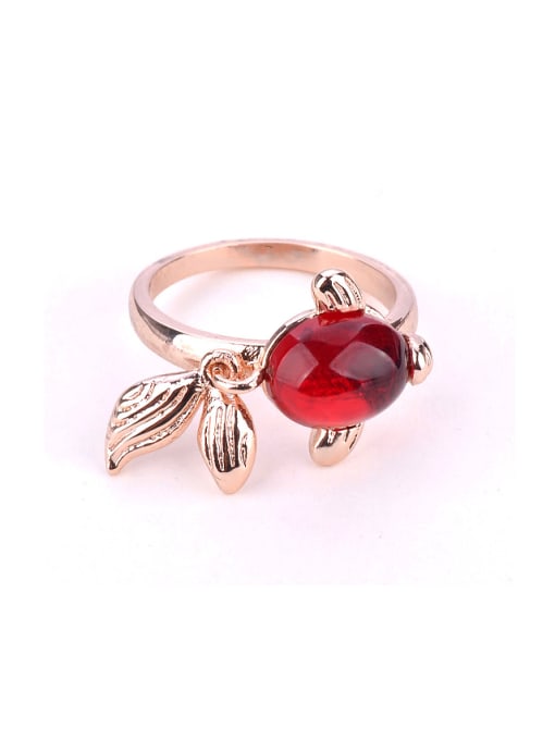 Wei Jia Personalized Little Golden Fish Oval Stone Copper Ring 0