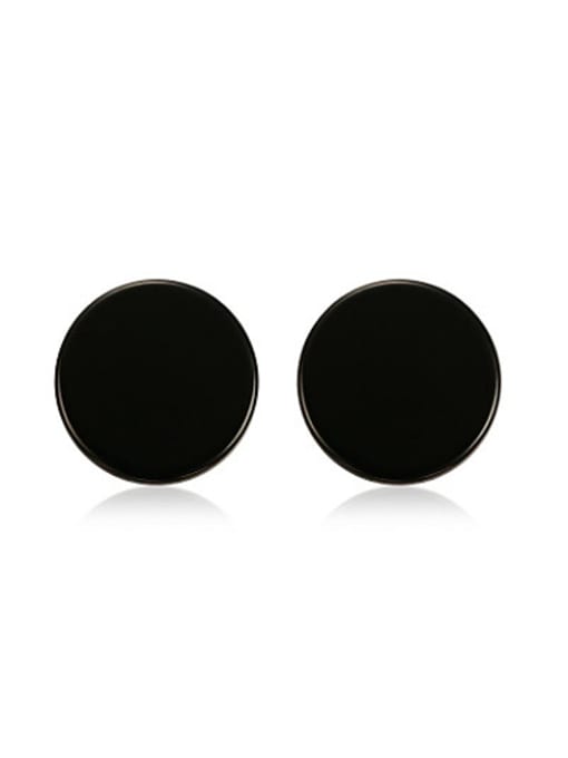 CONG Fashionable Black Gun Plated Round Shaped Titanium Stud Earrings 0