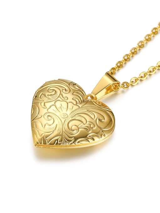CONG Stainless Steel With Gold Plated Simplistic Heart Necklaces 2