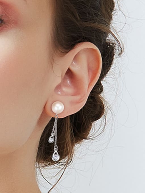 CEIDAI Fashion Artificial Pearls Zircon Stud Earrings 1