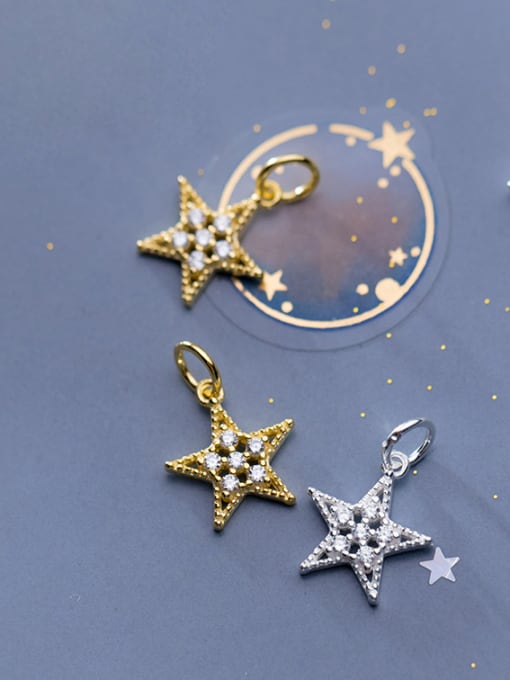 FAN 925 Sterling Silver With Cubic Zirconia Simplistic Star Charms 3