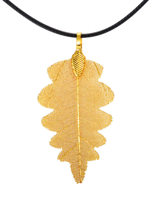 Gold Exquisite Geometric Shaped Natural Leaf Necklace