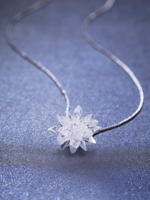 One Silver Flower Shaped Necklace 2