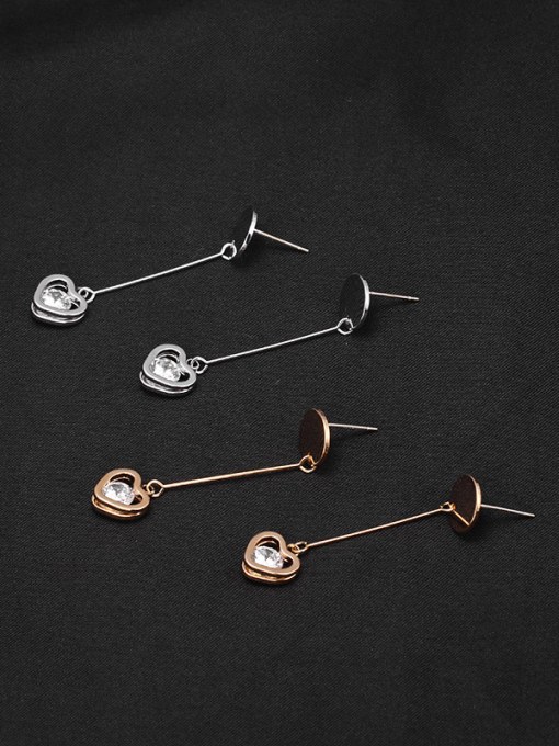 Mo Hai Copper With Cubic Zirconia Simplistic Heart Drop Earrings 4