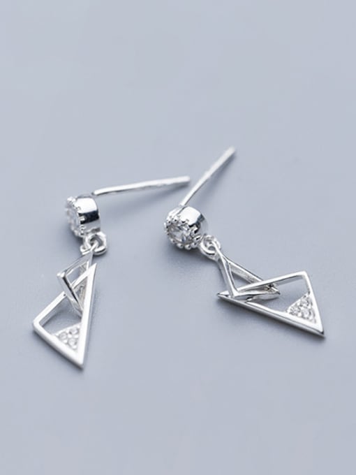 Rosh 925 Sterling Silver With Platinum Plated Simplistic Triangle Drop Earrings 1