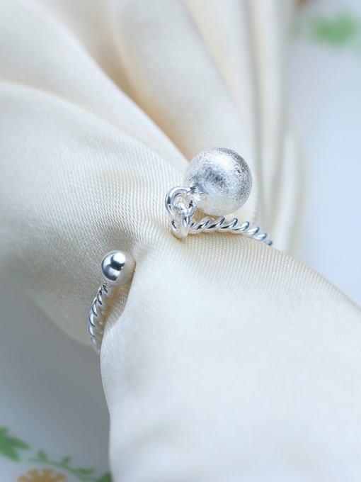 kwan S925 Silver Ball Fashion Opening Ring 2