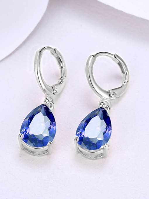 OUXI Fashion Water Drop shaped Zircon Earrings 2