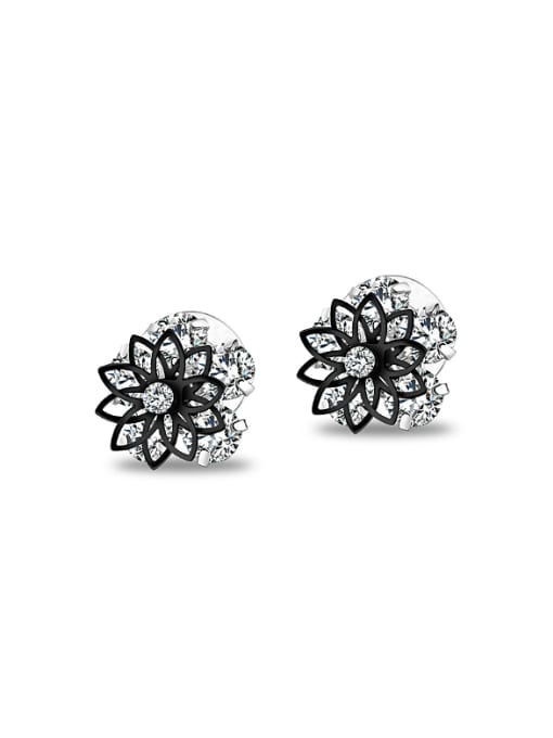 Open Sky Fashion Hollow Flower Zircon Stud Earrings 0