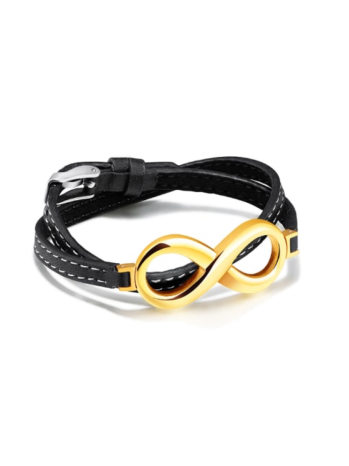 Open Sky Fashion Eight-shaped Titanium Artificial Leather Bracelet 0