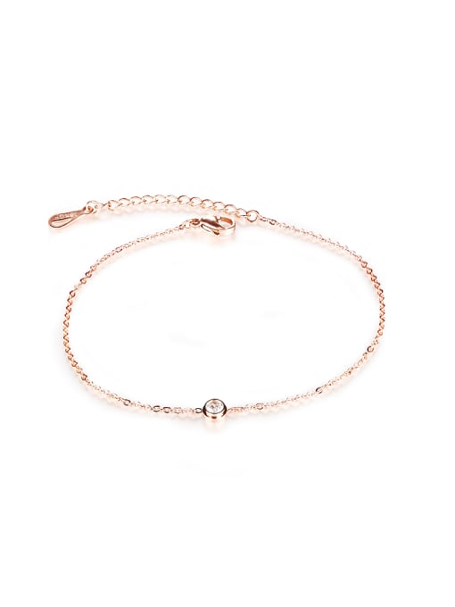 Open Sky Simple Rose Gold Plated Rhinestones Titanium Anklet 0