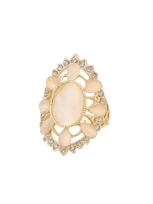 Gujin Fashion Elegant Opal stones Hollow Alloy Ring 0
