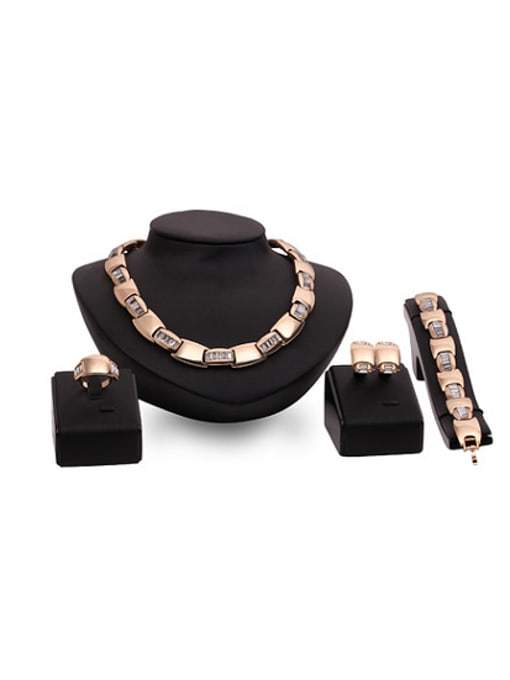 BESTIE Alloy Imitation-gold Plated Fashion Rhinestones Four Pieces Jewelry Set 0