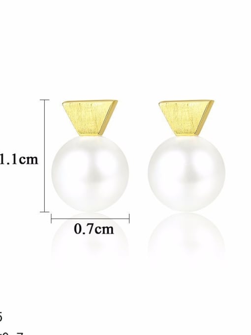 CCUI 925 Sterling Silver With Artificial Pearl  Simplistic Triangle Stud Earrings 4