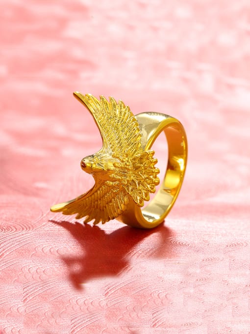 XP Copper Alloy Gold Plated Vintage style Eagle Men Ring 0