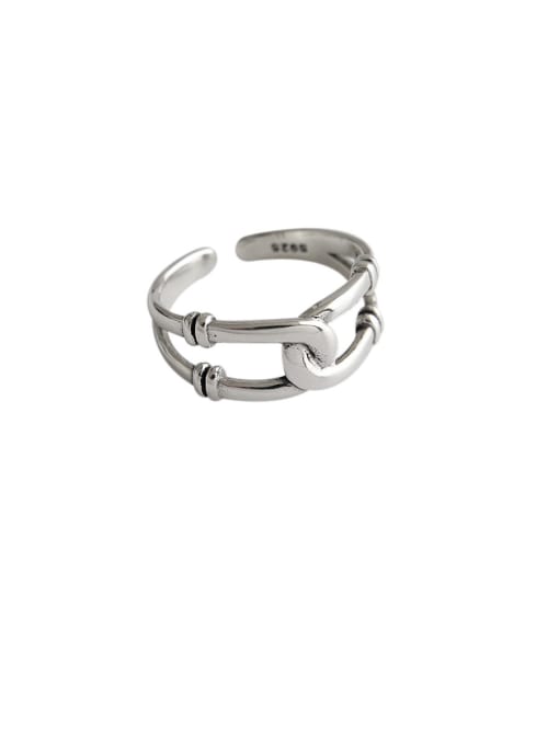 DAKA 925 Sterling Silver With Platinum Plated Simplistic Irregular Free Size Rings