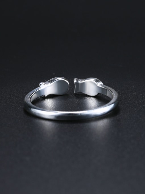 ZK Simple Double Tiny Fish 925 Sterling Silver Opening Ring 2