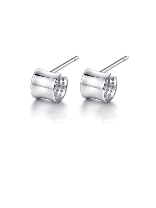 CCUI 925 Sterling Silver With Platinum Plated Simplistic Cylinder Stud Earrings 0