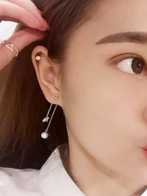 Peng Yuan Freshwater Pearl Zircon Silver Earrings 1