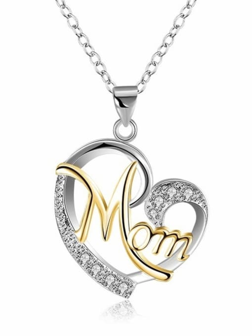 White and yellow Copper With Cubic Zirconia Simplistic Color separation heart shape Necklace