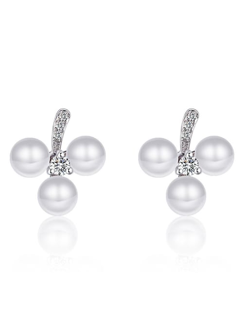 AI Fei Er Fashion Imitation Pearls Copper Stud Earrings 0