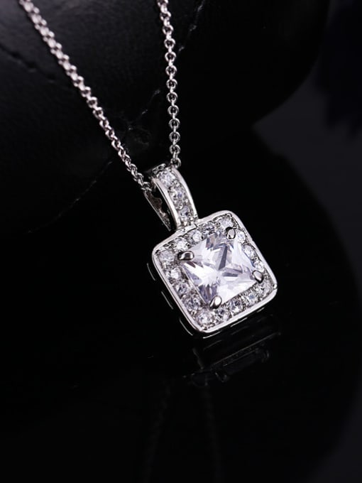 Platinum with Chain Simple AAA Zircon Necklace