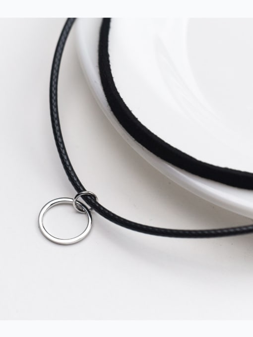 Rosh 925 Sterling Silver With Simplistic Double Black Rope Geometric Necklaces