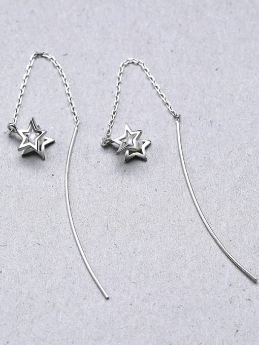 One Silver Star Shaped Freshwater Pearl Line Earrings 2