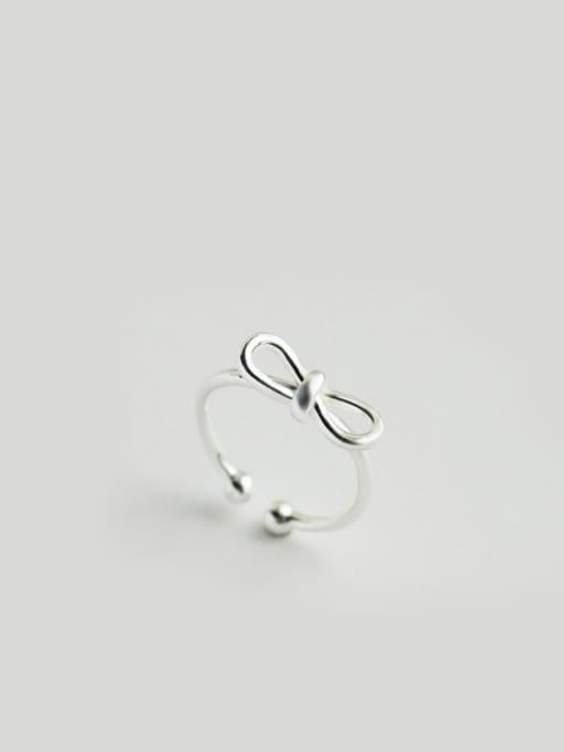 Rosh S925 Silver Fashionable Generous Bowknot Opening Midi Ring