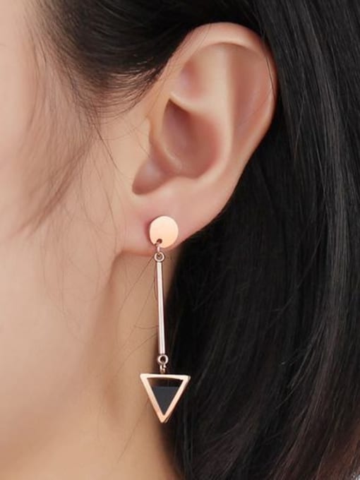 CONG Elegant Rose Gold Plated Triangle Shaped Glue Drop Earrings 1