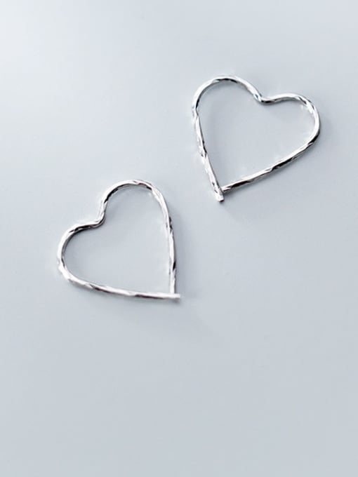 Rosh 925 Sterling Silver With Platinum Plated Simplistic Line Heart Clip On Earrings 1