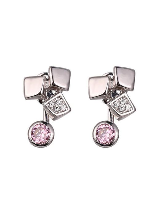 Pink Copper Alloy White Gold Plated Fashion Creative Multiuse Zircon stud Earring