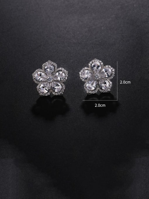 Mo Hai Copper With Cubic Zirconia Cute Flower Stud Earrings 4