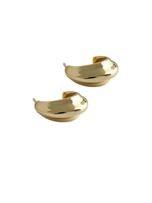 DAKA 925 Sterling Silver With Gold Plated Simplistic Smooth Irregular Drop Earrings
