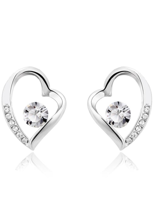 Platinum, White 18K White Gold Heart-shaped Austria Crystal stud Earring