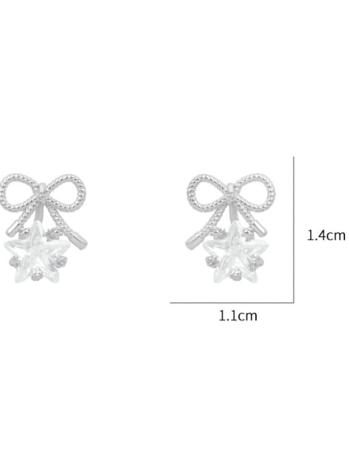 Mo Hai Copper With Platinum Plated Cute Bowknot  Star Stud Earrings 3