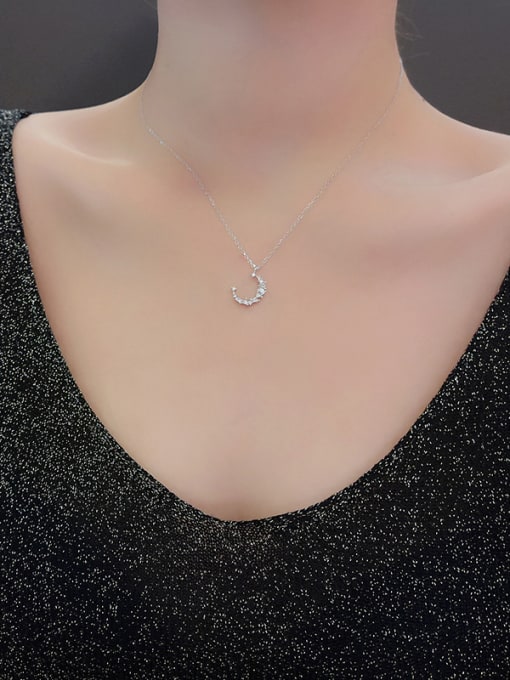 Peng Yuan Simple Little Moon Silver Necklace 1