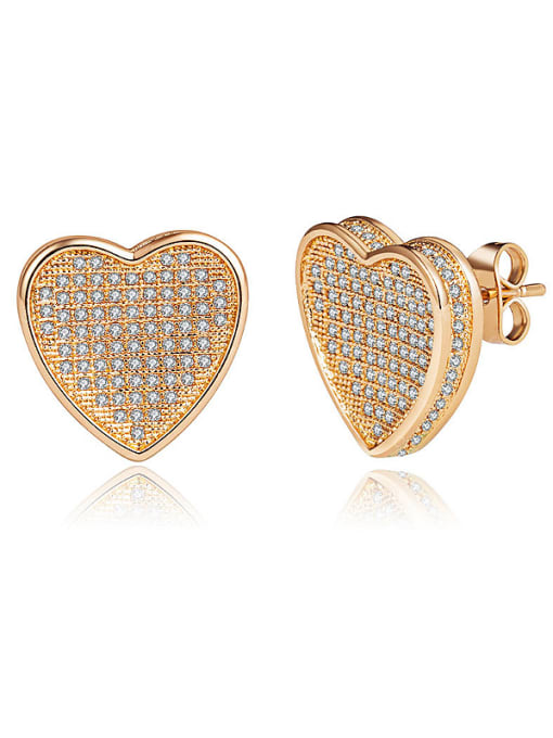 Gold 18K Gold Plated Heart stud Earring