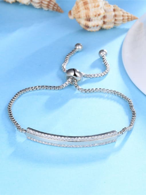 Platinum Adjustable Length Double Layer Zircon Bracelet
