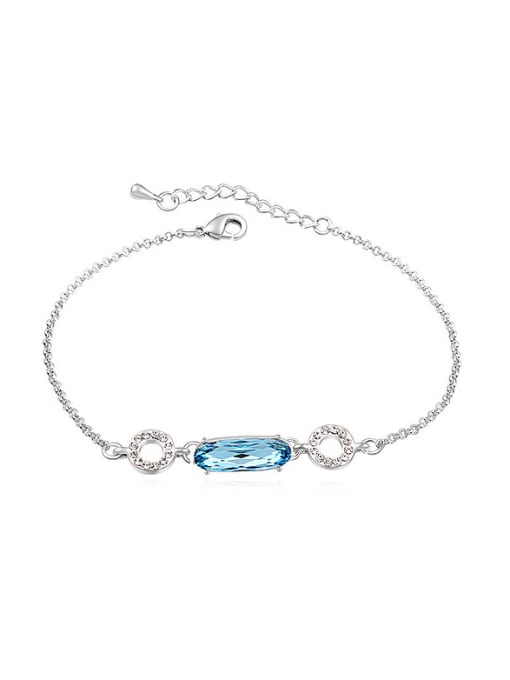 light blue Simple Oval austrian Crystal Hollow Round Alloy Bracelet